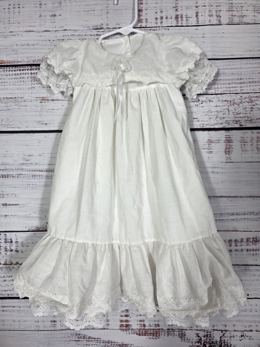 Vintage Alexis Baby White Lace Christening Dress Heirloom Made in USA 3 Months